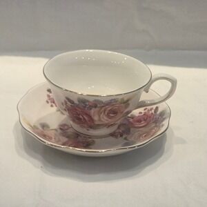 Grace Teaware Fine Porcelain Teacup and Saucer Set Pink Rose Floral Gold Trim